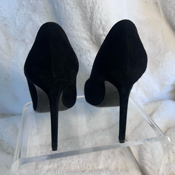 Like New Saint Laurent Black Suede Stiletto Pointed Toe Pumps 39.5 / 8.5 -9.5 US - Picture 8 of 13